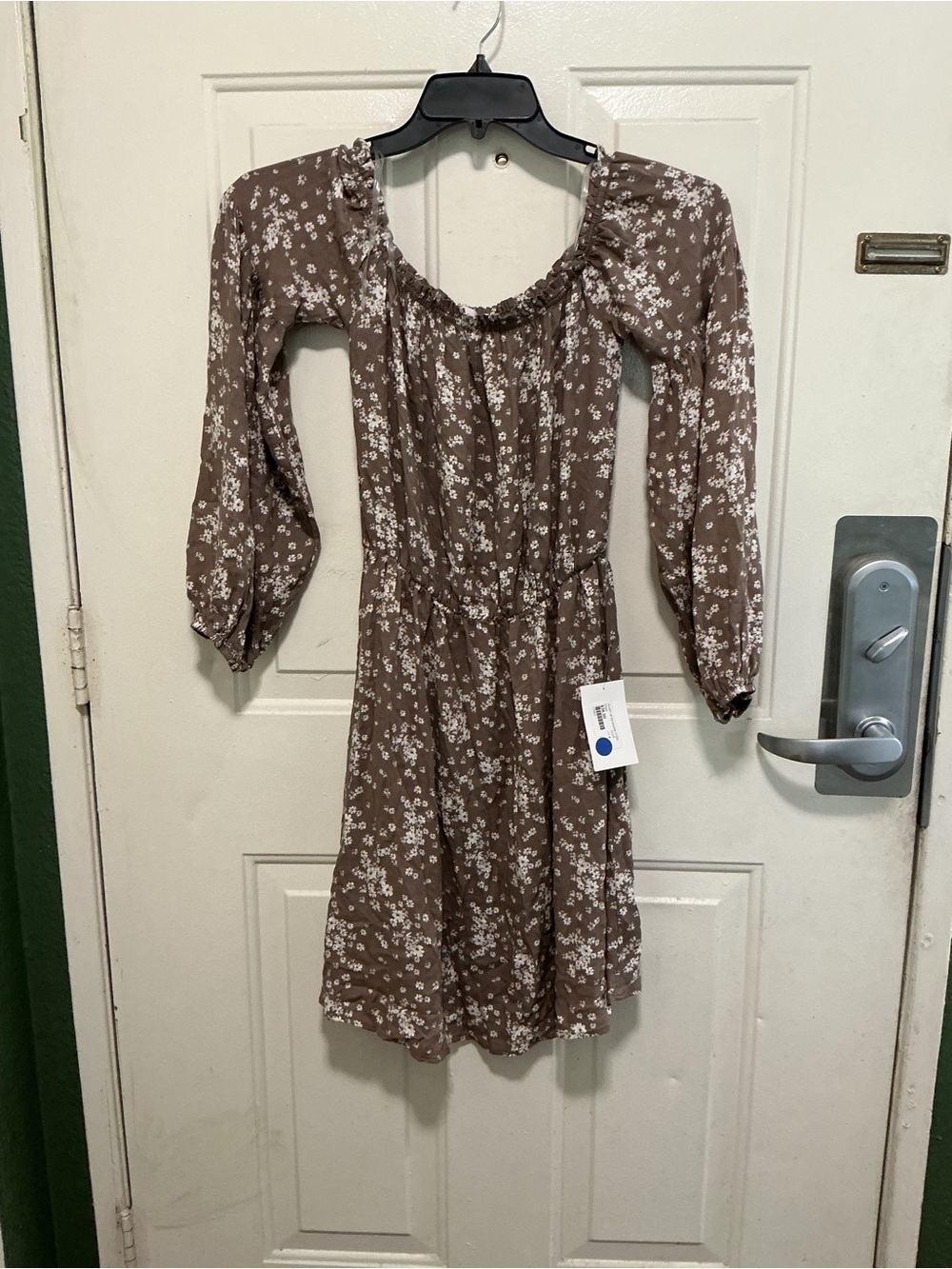 Le Papillon Olive and White Floral Smocked Top